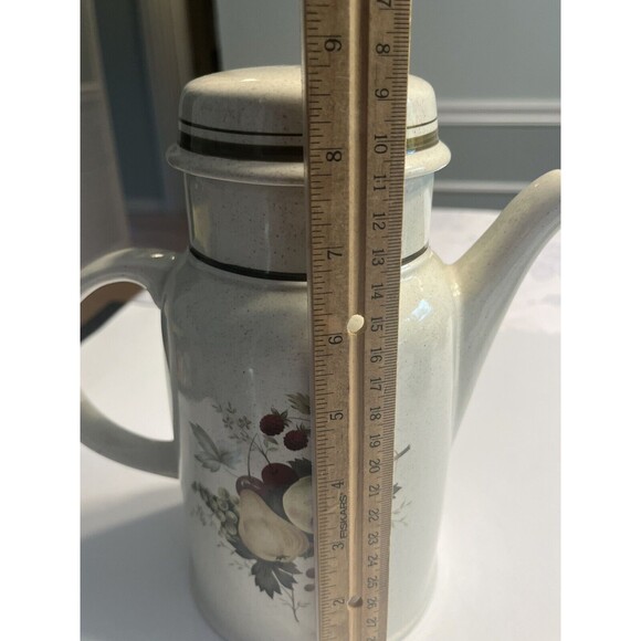 Royal Doulton Cornwall Apples Pears Coffee Pot Creamer Sugar Bowl Lid England - Picture 12 of 16